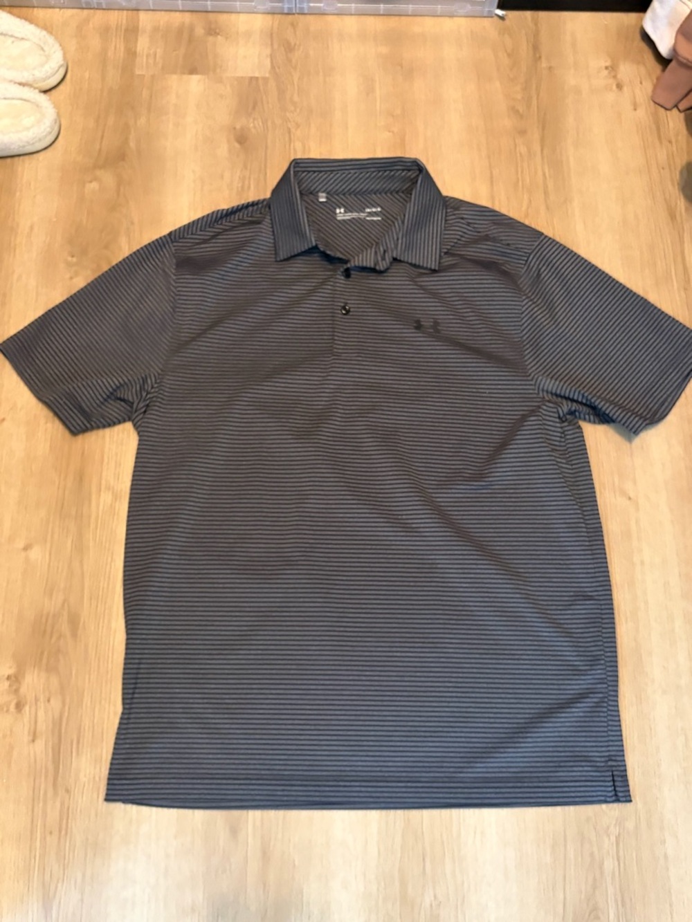 Under Armour Men's Black & Gray Striped Performance Polo